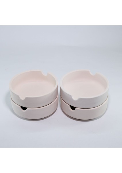 (Ham Ürün) Orta Boy 4 Lü 9,3 cm Kül Tabağı Seramik Bisküvi (Ham Ürün)