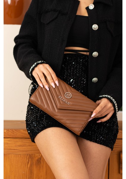 Zincirli V Desen Modern Siyah Çapraz Kadın Çantası modelleri