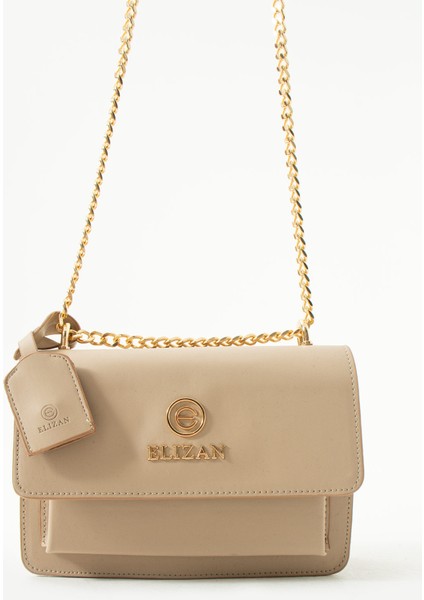 Kapaklı Bölmeli Zincir Askılı Vizon Çapraz Kadın Çantası fiyatları