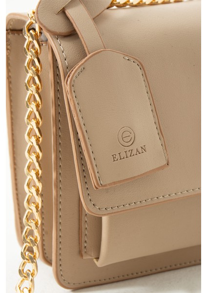 Kapaklı Bölmeli Zincir Askılı Vizon Çapraz Kadın Çantası modelleri