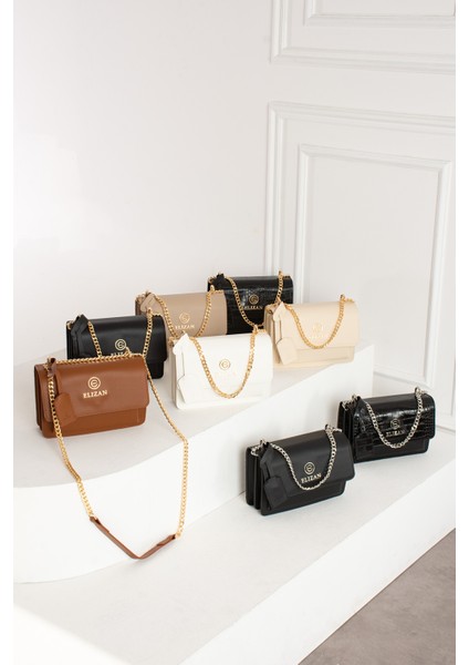 Kapaklı Bölmeli Zincir Askılı Vizon Çapraz Kadın Çantası indirimleri