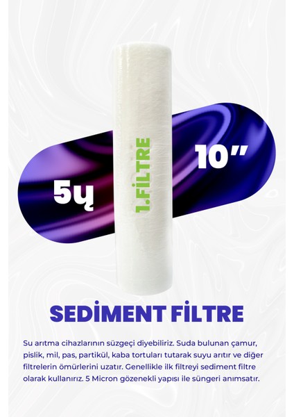 Reverse Osmosis System Su Arıtma Cihazı Filtreleri 3'lü Set Açık Kasa Filtresi