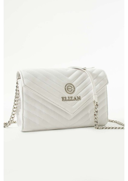 Zincirli V Desen Modern Siyah Çapraz Kadın Çantası