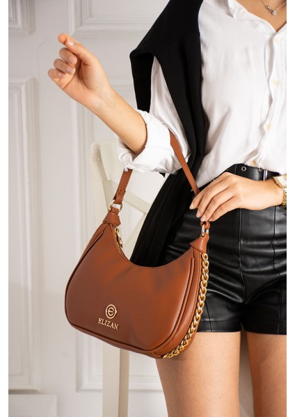 Zincir Detaylı Ay Dizayn Taba Omuz ve Çapraz Kadın Çantası fırsatları