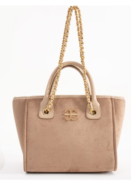 Geniş Iç Hacimli Zincirli Tasarım Vizon Süet Kadın Çantası fiyatları