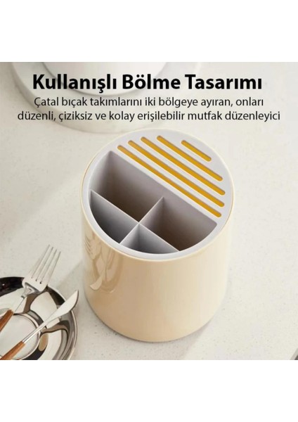360 Derece Döner Çaral Kaşık Bıçak Organizeri Saklama Kutusu Kurutma Kutusu Mutfak Düzenleyici