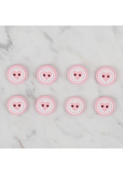 Crafts Pembe 8 Li Kalp Düğme - 472