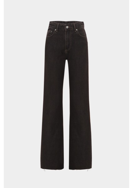 High Waist Wed Leg Kar Yıkama Geniş Paça Dikişsiz Jean