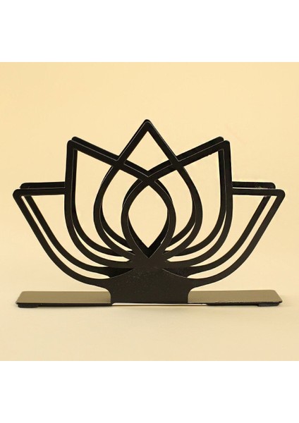 Loren Home Lotus Siyah Metal Peçetelik