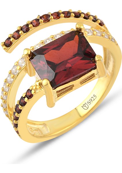 Garnet Zirconia Taşlı Harmonic Twist Yüzük