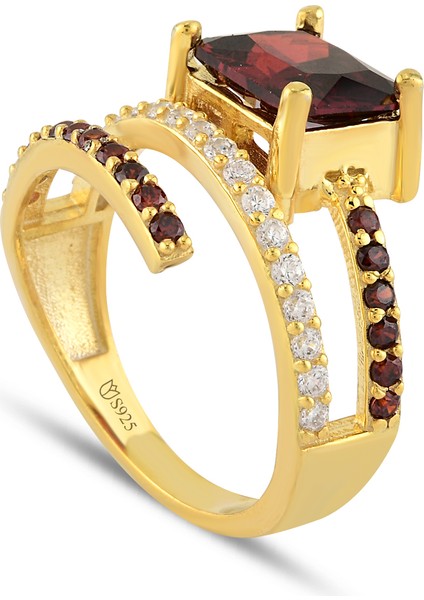 Garnet Zirconia Taşlı Harmonic Twist Yüzük