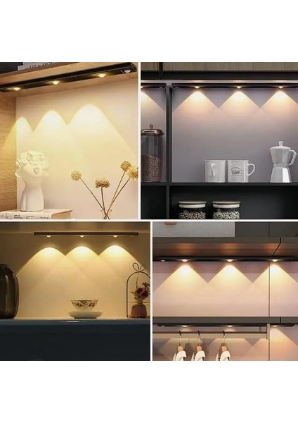 Mutfak Tezgah Aydınlatması Şarjlı 3 Renk Hareket Sensörlü Dolap Içi Lamba LED Bar 40CM Koridor Aydınlatması