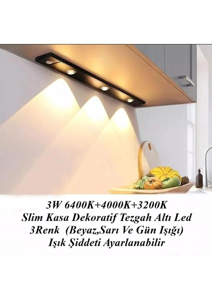 Mutfak Tezgah Aydınlatması Şarjlı 3 Renk Hareket Sensörlü Dolap Içi Lamba LED Bar 40CM Koridor Aydınlatması
