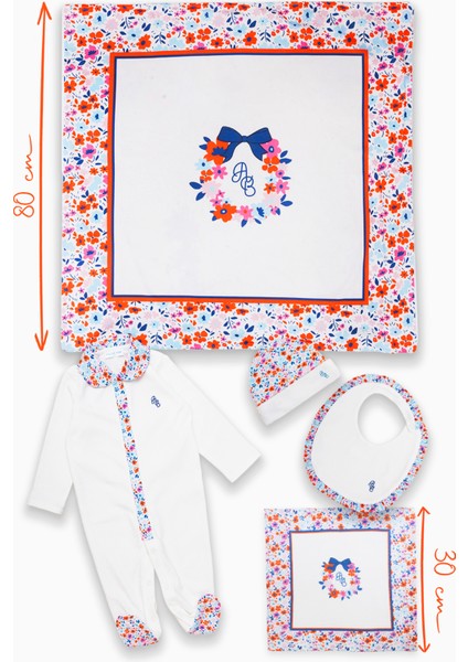 5'li Yenidoğan Seti - Minik Çiçekler / Kırmızı