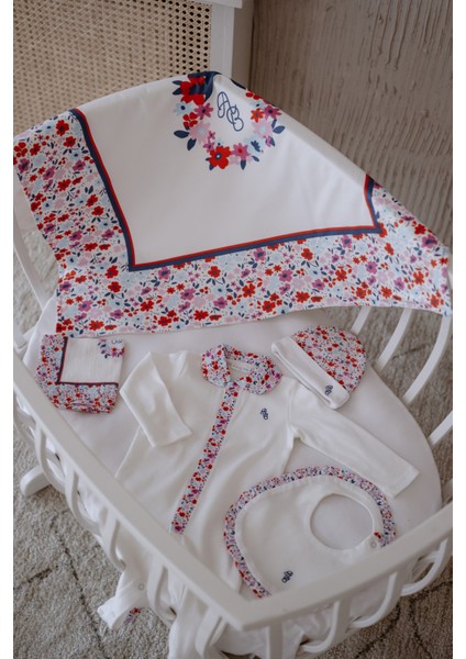 5'li Yenidoğan Seti - Minik Çiçekler / Kırmızı indirimleri