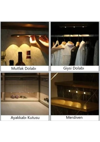 40 cm Mutfak Tezgah Aydınlatması Şarjlı 3 Renk Hareket Sensörlü Dolap İçi Lamba LED Bar indirimleri