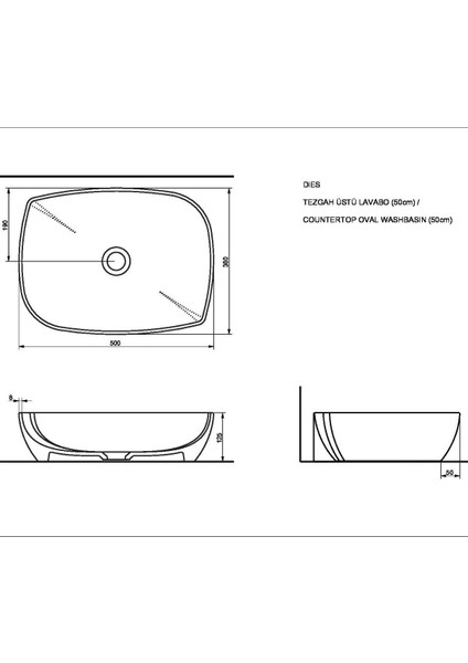 Dies Oval Turuncu Deliksiz Lavabo 50 cm indirimleri