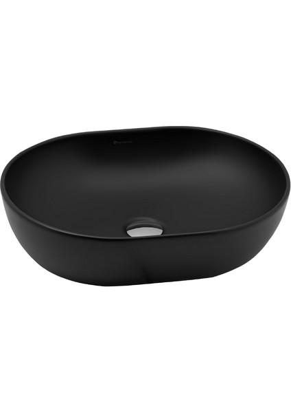Alto Oval Mat Siyah Deliksiz Lavabo 50 cm