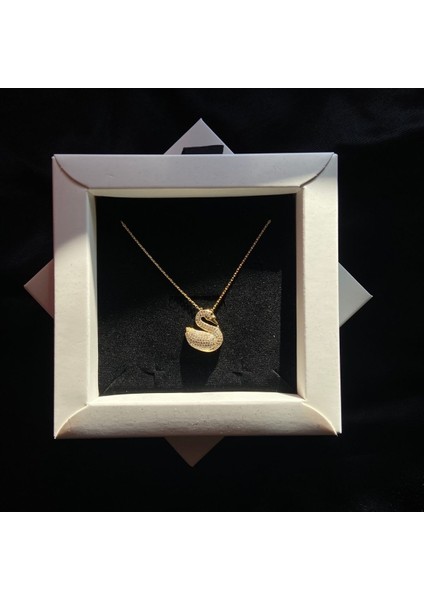 925 Gümüş | 14K Gold Kaplama Kuğu Kolye