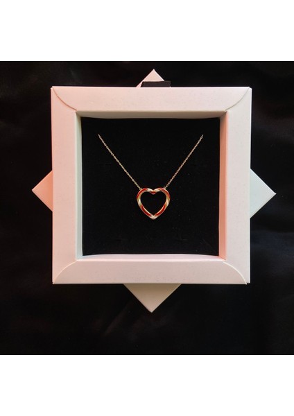 925 Gümüş | 14K Gold Kaplamalı Kırmızı Mineli Kalp Kolye fiyatları