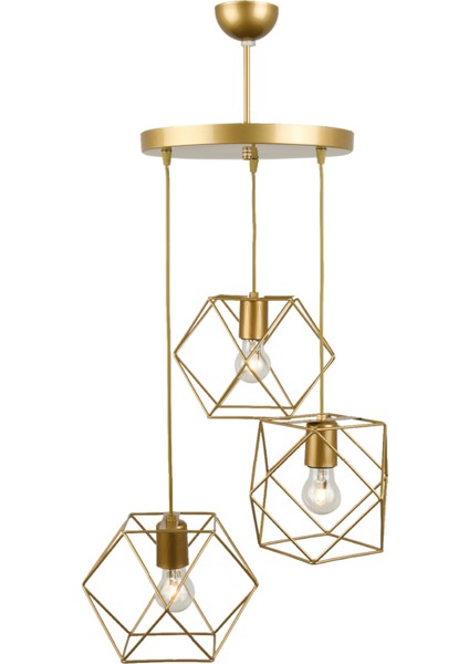 Nisa Luce Zambak 3'lü Tepsi Avize - Eskitme - 90X50X50 cm