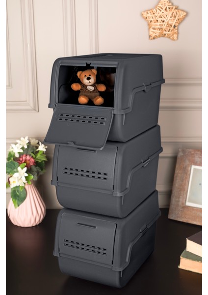 Box Organızer 8 Lt Antrasıt 3 x 8 Lt