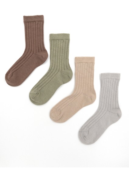4'lü Erkek Çocuk Çorap Dikişsiz Pamuk