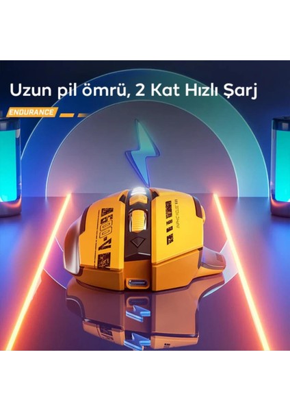 500MAH Bluetooth 5.0 2.4g Profesyonel Şarjlı Kablosuz Oyuncu Mouse 5 Modlu Ayarlanabilir Dpı
