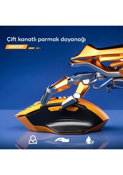 500MAH Bluetooth 5.0 2.4g Profesyonel Şarjlı Kablosuz Oyuncu Mouse 5 Modlu Ayarlanabilir Dpı
