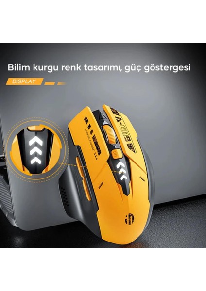 500MAH Bluetooth 5.0 2.4g Profesyonel Şarjlı Kablosuz Oyuncu Mouse 5 Modlu Ayarlanabilir Dpı