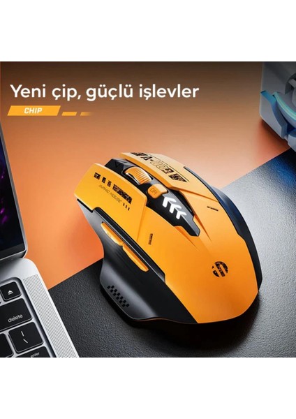 500MAH Bluetooth 5.0 2.4g Profesyonel Şarjlı Kablosuz Oyuncu Mouse 5 Modlu Ayarlanabilir Dpı