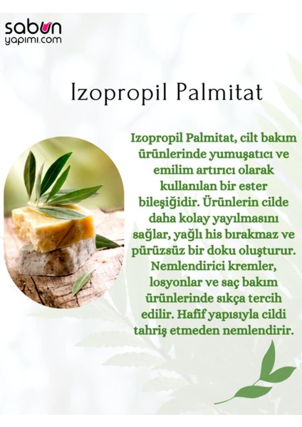 Izo-Propil Palmitat 500 gr - Sabun ve Kozmetik Ürünleri Için Hafif ve Yumuşatıcı Bileşen