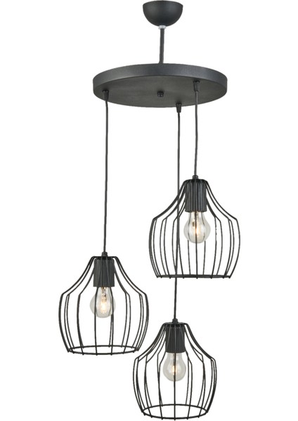 Nisa Luce Burgaz 3'lü Avize - Siyah - 85X30X30 cm fiyatları