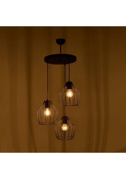 Nisa Luce Burgaz 3'lü Avize - Siyah - 85X30X30 cm modelleri