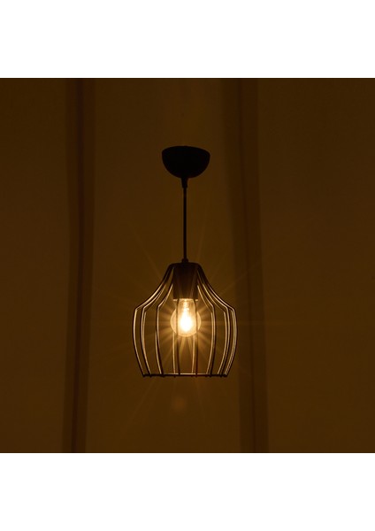 Nisa Luce Burgaz Modern Tekli Avize - Siyah - 65X20X20 cm