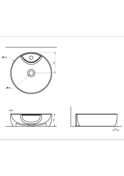 Sole Oval Mat Antrasit Delikli Lavabo 42 cm A002847H fiyatları