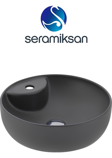 Sole Oval Mat Antrasit Delikli Lavabo 42 cm A002847H fırsatları