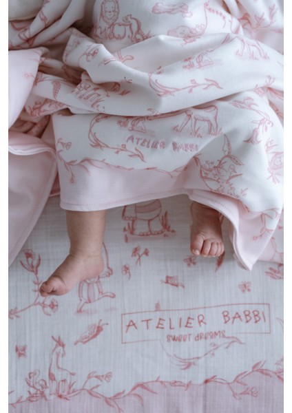 Çift Taraflı Bebek Battaniyesi - Toile De Jouy / Pembe fırsatları