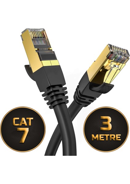 Cat 7 Ethernet Kablosu 10 Gigabit/s 600 Mhz Premium Metal Zırhlı RJ45 Konnektör