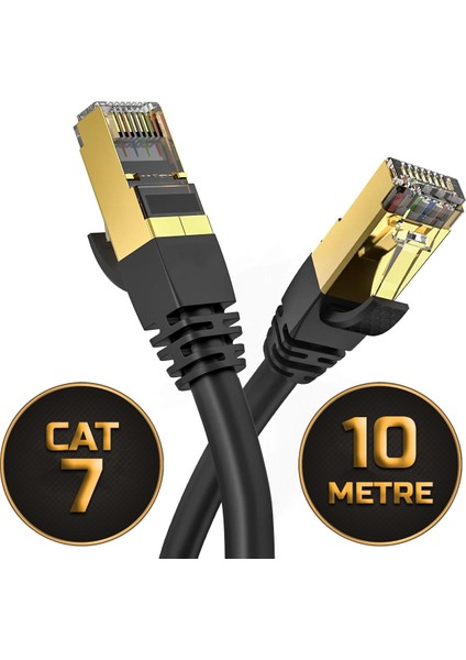 Cat 7 Ethernet Kablosu 10 Gigabit/s 600 Mhz Premium Metal Zırhlı RJ45 Konnektör fiyatları