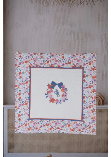 Çift Taraflı Bebek Battaniyesi - Minik Çiçekler/kırmızı