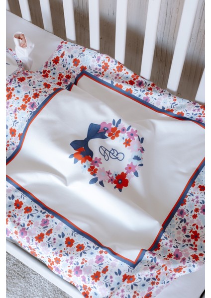 Çift Taraflı Bebek Battaniyesi - Minik Çiçekler/kırmızı modelleri
