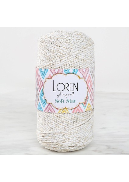 Soft Star Makrome Ipi Sarı Simli Krem RM103