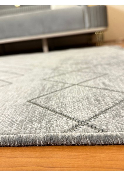 Ecosıa Modern Şönil Kilim Halı Yüksek Kalite Yolluk Antrasit Yıkanabilir Saçaklı Kaymaz Taban