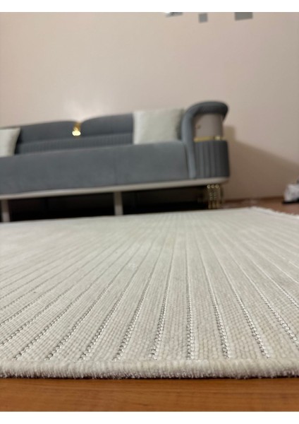 Iskandinav Desenli Yüksek Kalite Yolluk Vizon Yıkanabilir Saçaklı Şönil Kilim Halı Kaymaz Taban
