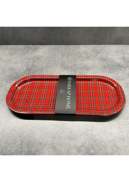 Home 2'li Oval Sunumluk Tepsi - Kırmızı Ekose fiyatları