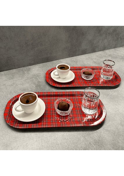 Home 2'li Oval Sunumluk Tepsi - Kırmızı Ekose indirimleri