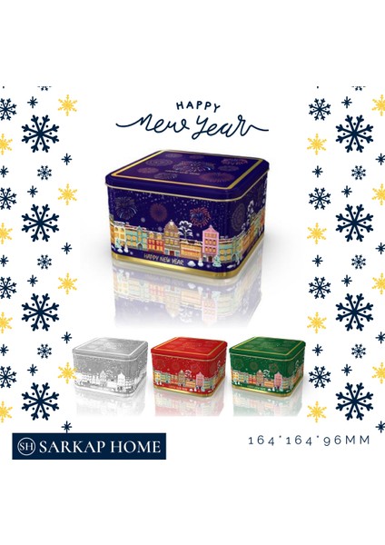 Home New Year City Kabartmalı Saklama Kutusu - Mavi