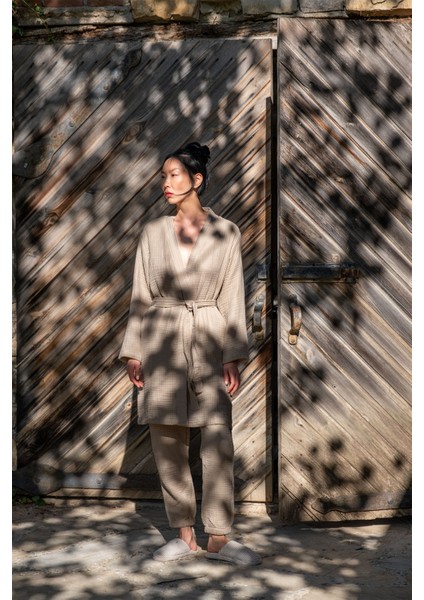 Cocoon %100 Pamuk 4 Katlı Müslin Bornoz Bej