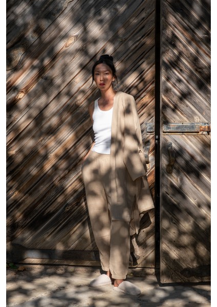 Cocoon %100 Pamuk 4 Katlı Müslin Bornoz Bej fırsatları